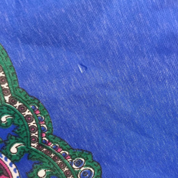 Laura Borghese Italy Designer Colorful Paisley Square Scarf Blue Green Pink Vtg - Picture 9 of 9